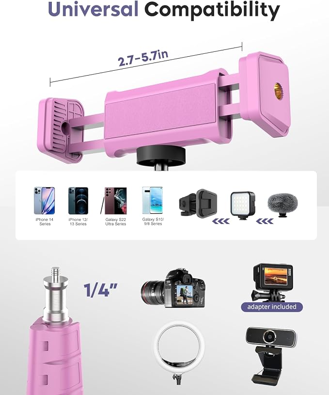 Aureday Phone Tripod, Remote and Phone Holder, Overhead & Selfie Stick - Image 3