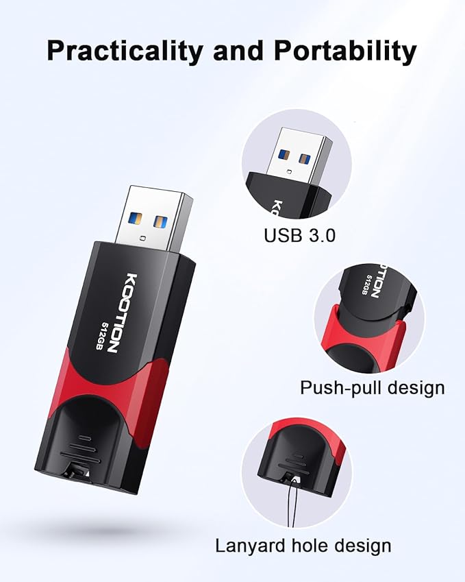 KOOTION 512GB USB Flash Drive 3.0 Thumb Drive, Retractable Zip Drive USB Memory - Image 3
