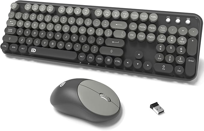 Wireless Keyboard and Mouse Combo, 104 Round Keys Cute Colorful Cordless by TT-FOPETT