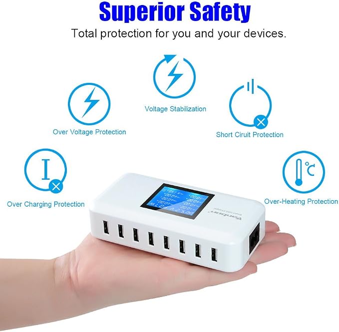 60W 8-Port USB Wall Charger, Tablet and Multiple Devices - Image 2