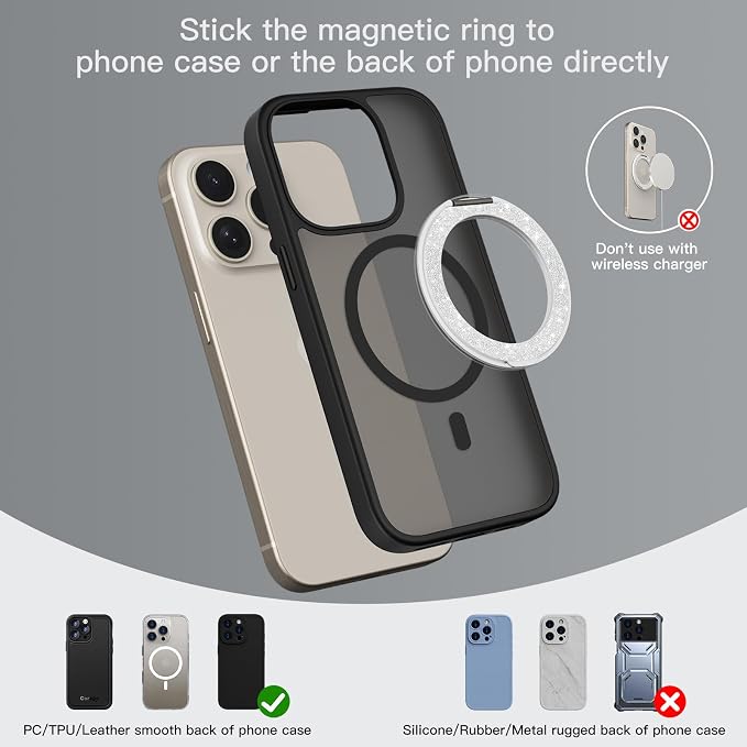 COOLQO Upgraded Magnetic Phone Ring Holder Stand, Super Magnet Cell Phone Grip - Image 7