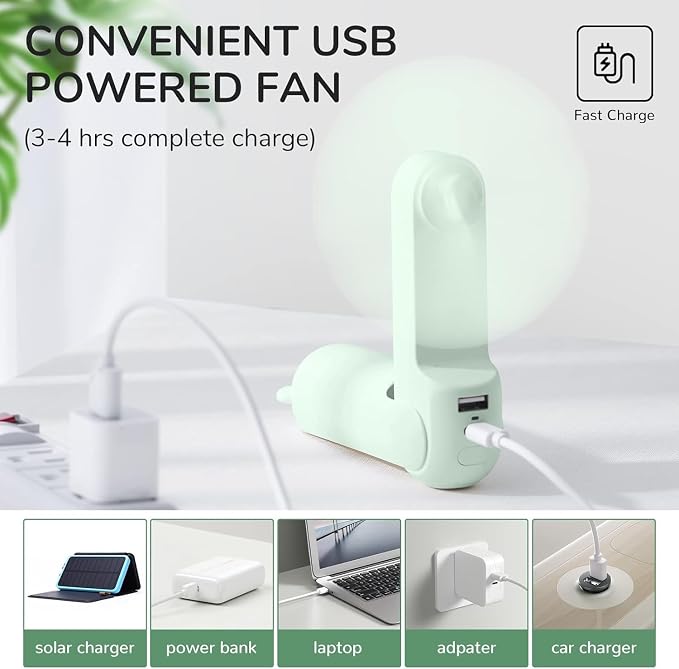 JISULIFE Handheld Fan with 4500 mAh Powerbank Max 37 Hours Runtime, Pocket - Image 6