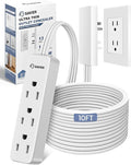 Saker Outlet Concealer Power Strip | 10ft Flat Plug Extension Cord by Saker