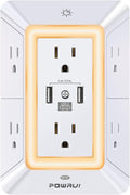 POWRUI Multi Plug 6 Outlet Surge Protector Extender by POWRUI