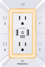POWRUI Multi Plug 6 Outlet Surge Protector Extender by POWRUI