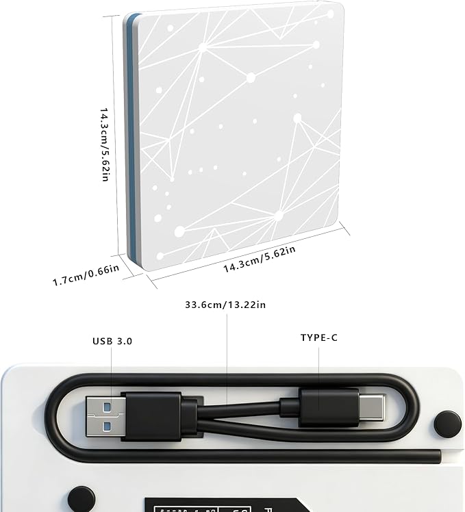 External CD/DVD Drive for Laptop, USB CD Drive, USB C Plug and Play Optical - Image 6