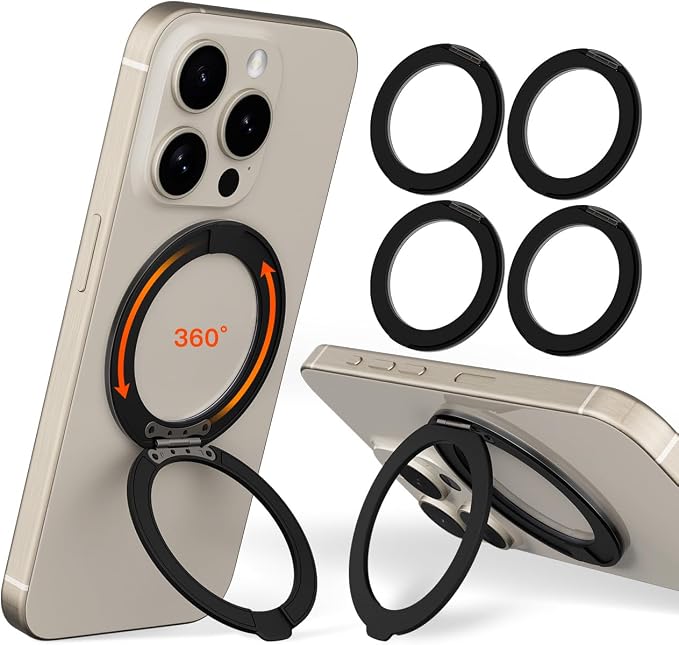 COOLQO 4Pcs 360 Spin Cell Grip Ring Phone Stand Magnetic Holders by COOLQO