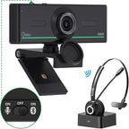 Webcam with Headset and Microphone, 1080P Webcam with Privacy Cover, Plug and by Gsou