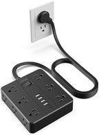 Flat Plug Surge Protector Power Strip, HUNIAN 12 Widely Spaced Outlets by HUNIAN