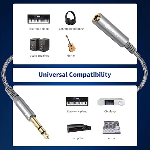Devinal 1/4 inch Headphone Extension Cable, 6.35mm TRS Male to Female Stereo - Image 4