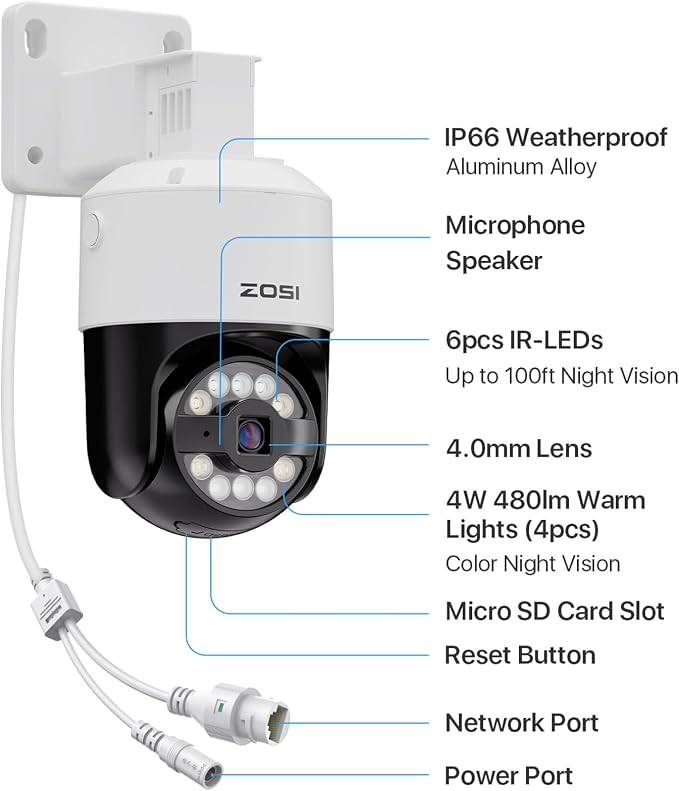 ZOSI 2 x C296 5MP 3K PoE PT Add-on Camera Outdoor - Image 6