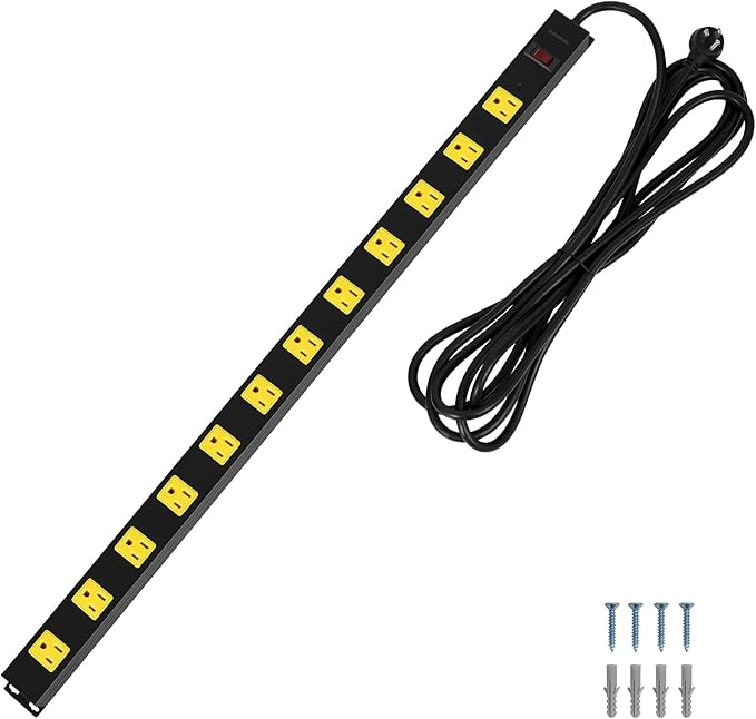 SURAIELEC 12 Outlet Long Metal Power Strip, 15 FT Cord Surge Protector by SURAIELEC
