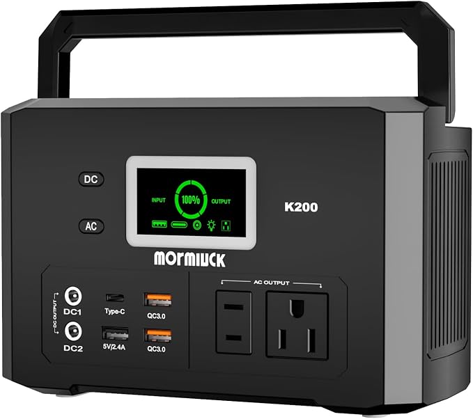 200W Portable Power Station, mormluck 118Wh Solar Generators by mormluck