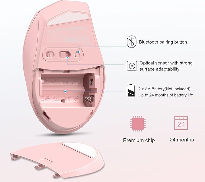 TECKNET Bluetooth Mouse, 4800 DPI Wireless Mouse, 2-Year Battery 6 Adjustable - Image 6