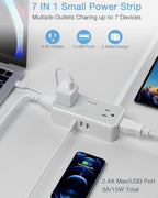 Ultra Thin 5FT Flat Extension Cord, TESSAN Surge Protector Flat Plug Power Strip - Image 3