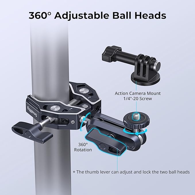 SMALLRIG Camera Mount Clamp 2-Pack, Ballhead Magic Arm - Image 6