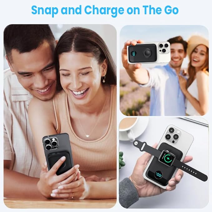 Magnetic Portable Charger 10800mAh, 4-in-1 Wireless Power Bank - Image 8