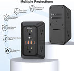 2 Pack Multi Plug Wall Outlet Extender Surge Protector 6 AC Outlet Splitter - Image 6