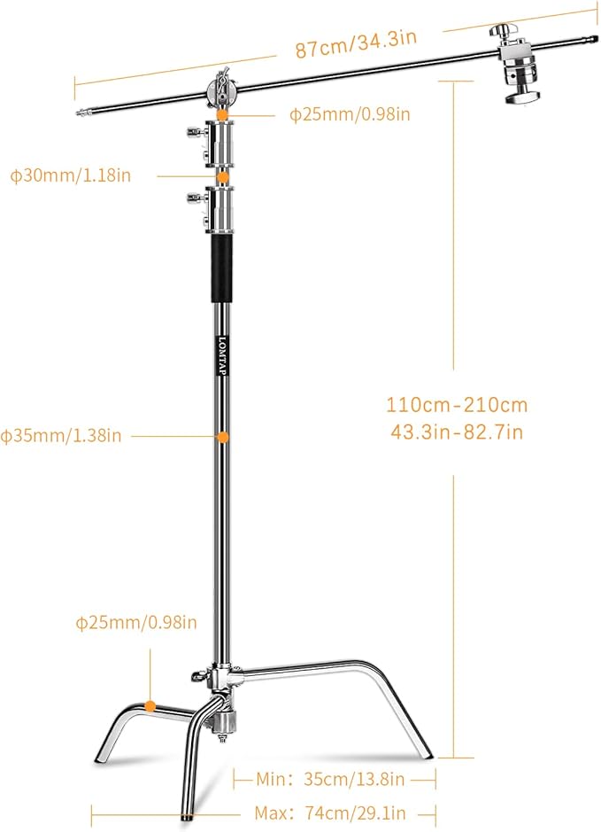 LOMTAP C Stand Light Stand Stainless Metal Photography Kit - Image 3