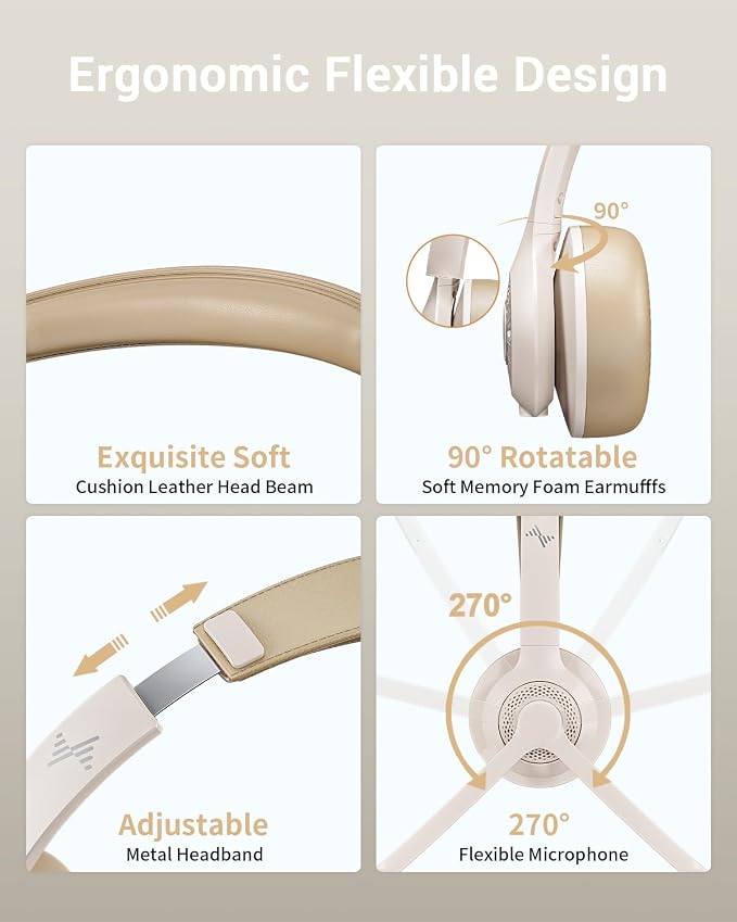 Wireless Headset with AI Noise Cancelling Microphone Bluetooth Headset - Image 6