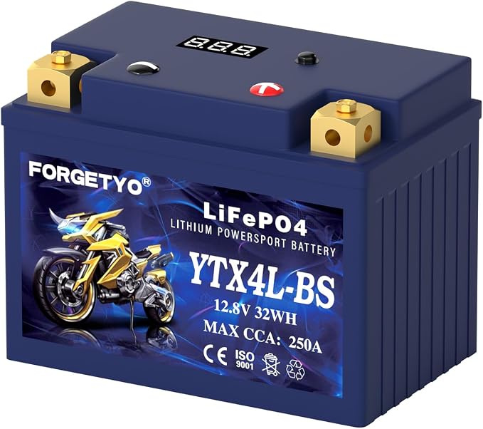 YTX4L-BS Lithium Motorcycle Battery, ATV Battery 12V 2.5AH 250CCA Compatible by Forgetyo