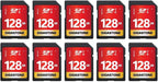 GIGASTONE 128GB SD Card 10-Pack UHS-I U1 Class 10 SDXC Memory Card Full HD Video by Gigastone