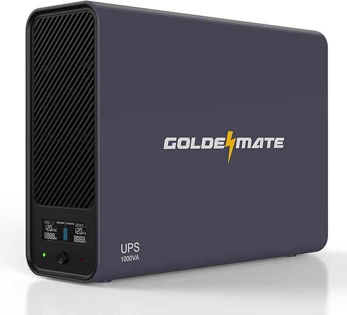 GOLDENMATE 1000VA/800W Lithium UPS Battery Backup and Surge Protector, Sinewave by GOLDENMATE