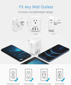 USB Wall Charger, TESSAN Wall Plug Adapter Outlet Extender, 3 Charger Block - Image 4