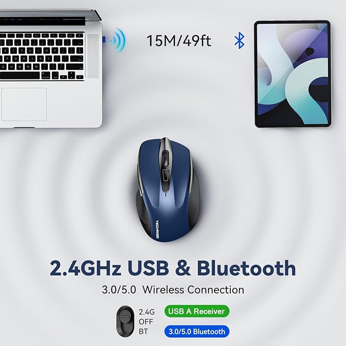 Bluetooth Mouse Rechargeable Wireless Mouse, 4800 DPI Optical Tracking - Image 2