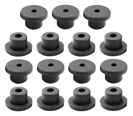 15 pcs 9/16" Drill Hole，1/4" ID Black Silicone Top hat Rubber Grommets by Unknown