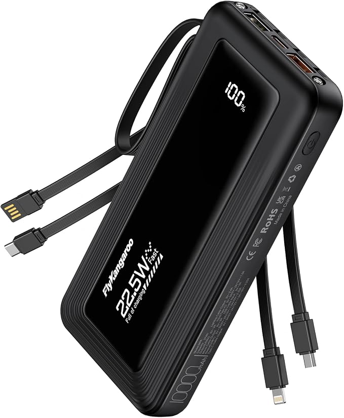 Portable Charger with Built in Cables, Slim 10000mAh Fast Charging 22.5W Power by Unknown