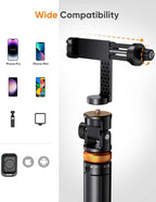 EUCOS 62" Phone Tripod, Tripod for iPhone & Selfie Stick Tripod - Image 4