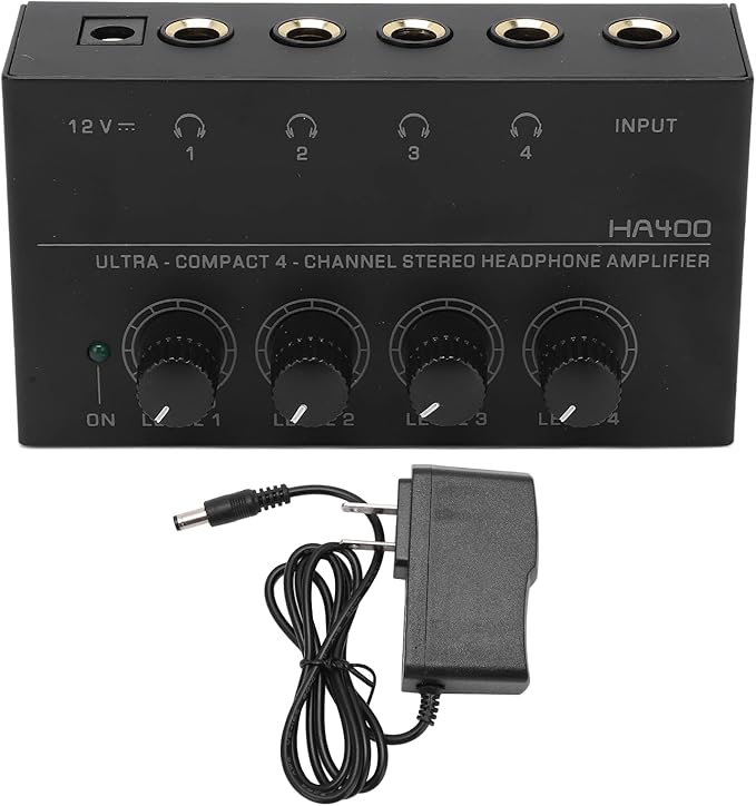 4-Channel Stereo Headphone Amplifier Ultra Low Noise + Power Adapter Perform - Image 6