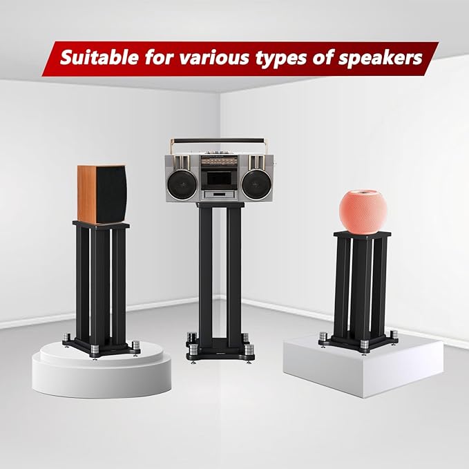 A Pair of Universal Speaker Stands, Heavy Duty Speaker Stands Holds Bookshelf - Image 4
