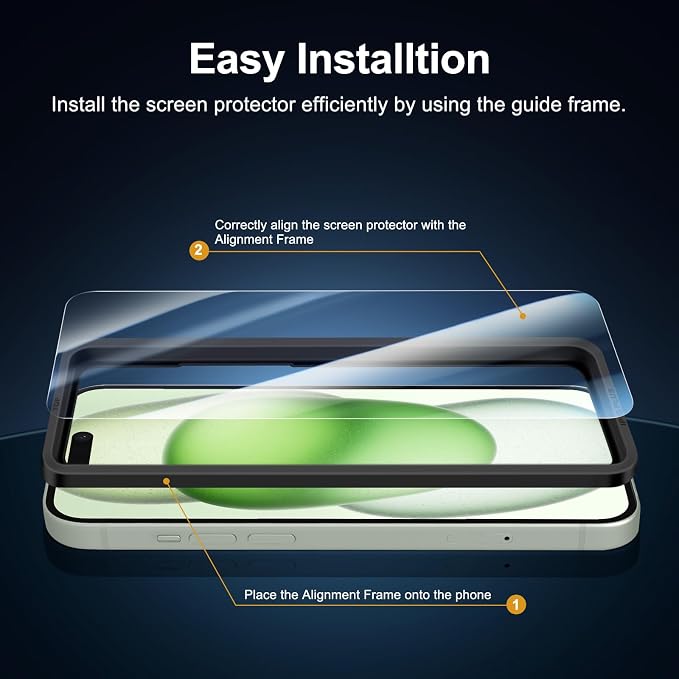 NEW'C 3 Pack Designed for iPhone 16 Plus, 15 Plus Screen Protector, Enhanced - Image 3