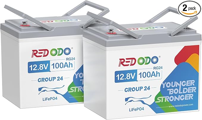 Redodo 2 Pack 12V 100Ah Group 24 Battery, 1280Wh Deep Cycle LiFePO4 Battery by PrimeDayRedodoSaveup55