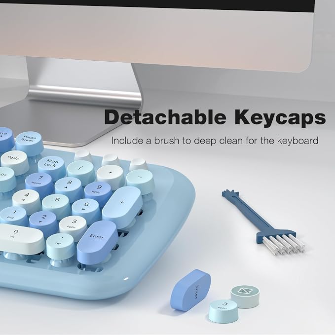 KNOWSQT Wireless Keyboard and Mouse Combo Pale Blue - Image 5