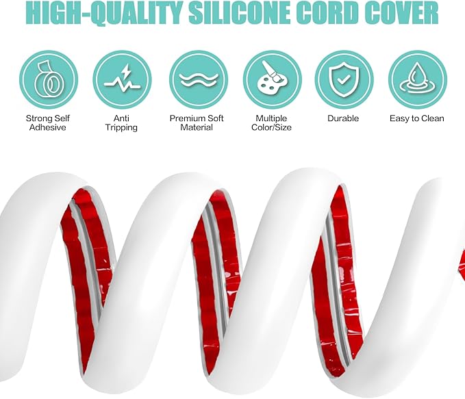 Floor Cord Cover Cavity 0.8"x0.37" Self Adhesive Cord Hider, 3.3FT Low Profile - Image 3