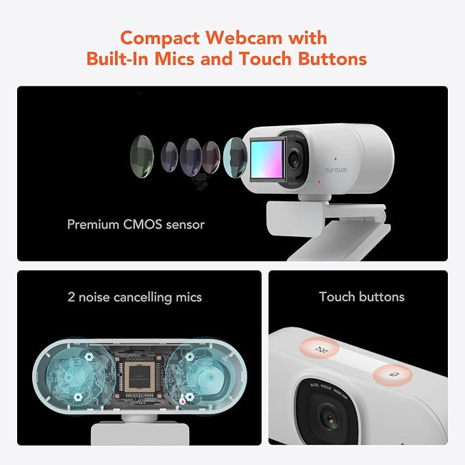 NUROUM V15AF 2K Webcam for PC, 1080p 60FPS AutoFocus Web Camera - Image 2