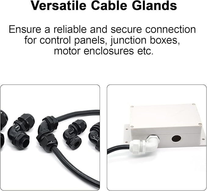 LeMotech M20 Cable Gland, 90 Degree Adjustable 9-14mm Strain Relief, Cord - Image 5
