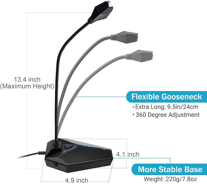 USB Computer Microphone, Plug &Play Desktop Omnidirectional Condenser PC Laptop - Image 2