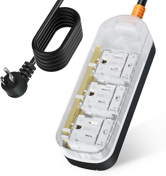 Surge Protector Power Strip, Covozon 3 Outlets 6ft Extension Cord, 1875W by COVOZON