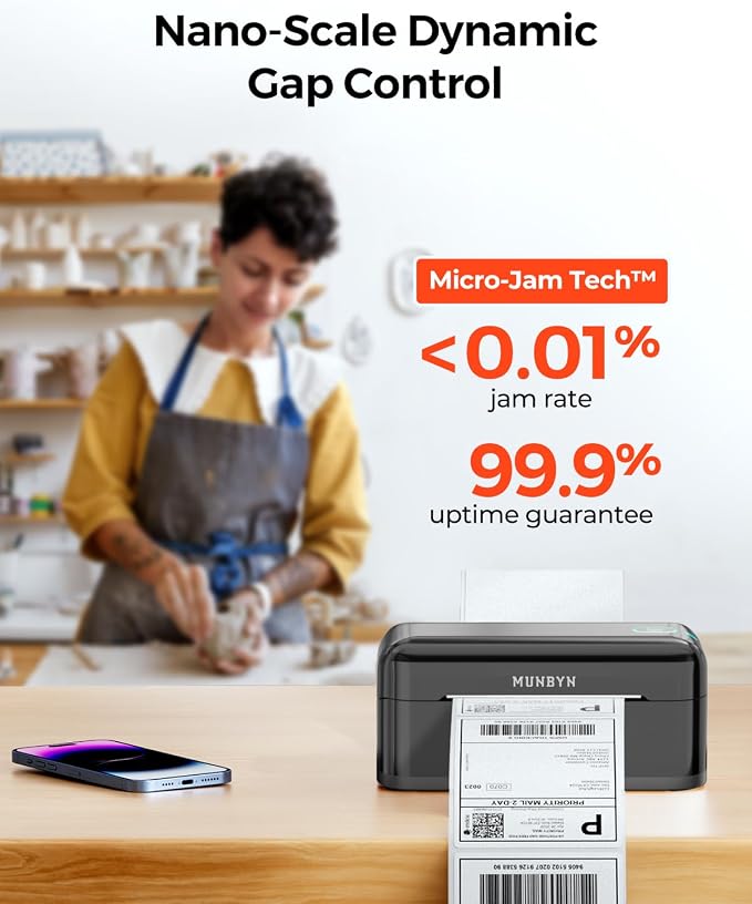 MUNBYN Bluetooth Thermal Label Printer RealWriter RW402B, 4x6 Shipping Label - Image 2