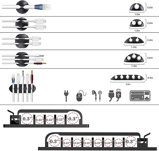 ELII 302PCS Cable Management Kit 4 Cable Sleeve, 45Cable Clips, 11Cable Holders - Image 7