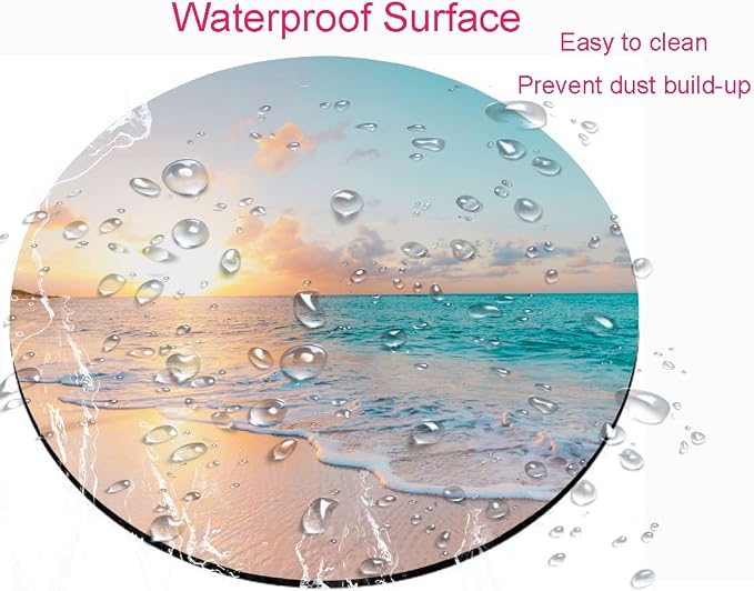 Round Mouse Pad, Beach Customized Premium-Textured Mouse Mat, Washable Mousepads - Image 4