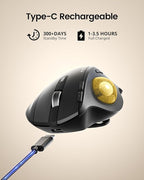 ProtoArc Wireless Trackball Mouse, EM01 NL Ergonomic Bluetooth Rollerball Thumb - Image 7
