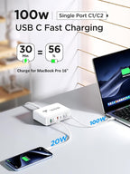 165W USB C Charging Station 6-Port GaN USB C Charger, PD 100W Laptop Hub Wall - Image 4