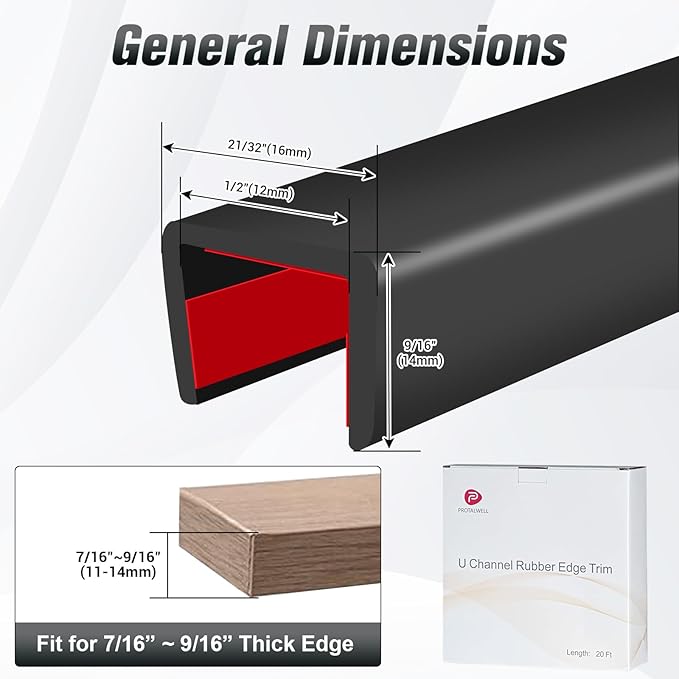 Rubber Edge Trim, Self Adhesive U Channel Edge Trim, Big Size U Shaped Trim - Image 2