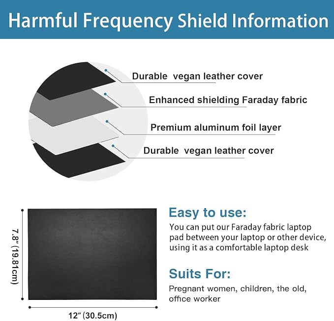 Laptop Pad Protection, Heat Shielding Laptop Pad EMI Blocker Lap Desk, - Image 3
