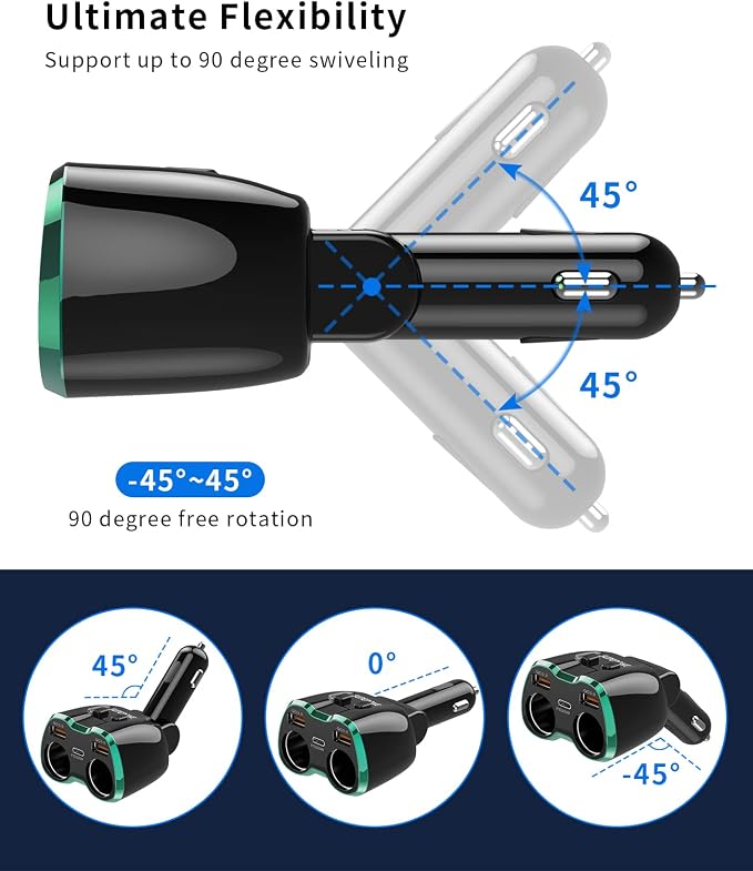 Cigarette Lighter Splitter, SUPERONE 180W 2-Socket Cigarette Lighter Adapter - Image 8